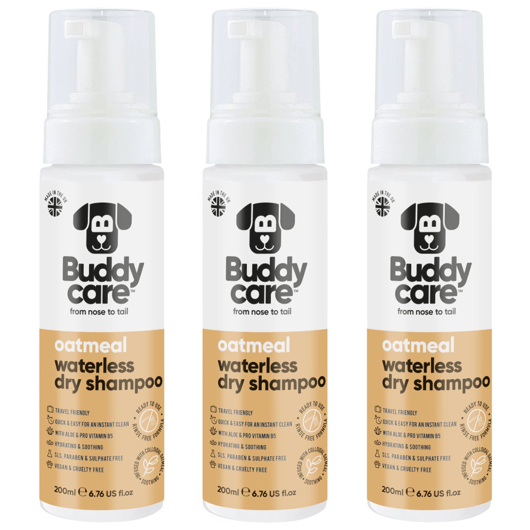 Oatmeal Waterless Dry Dog Shampoo by Buddycare