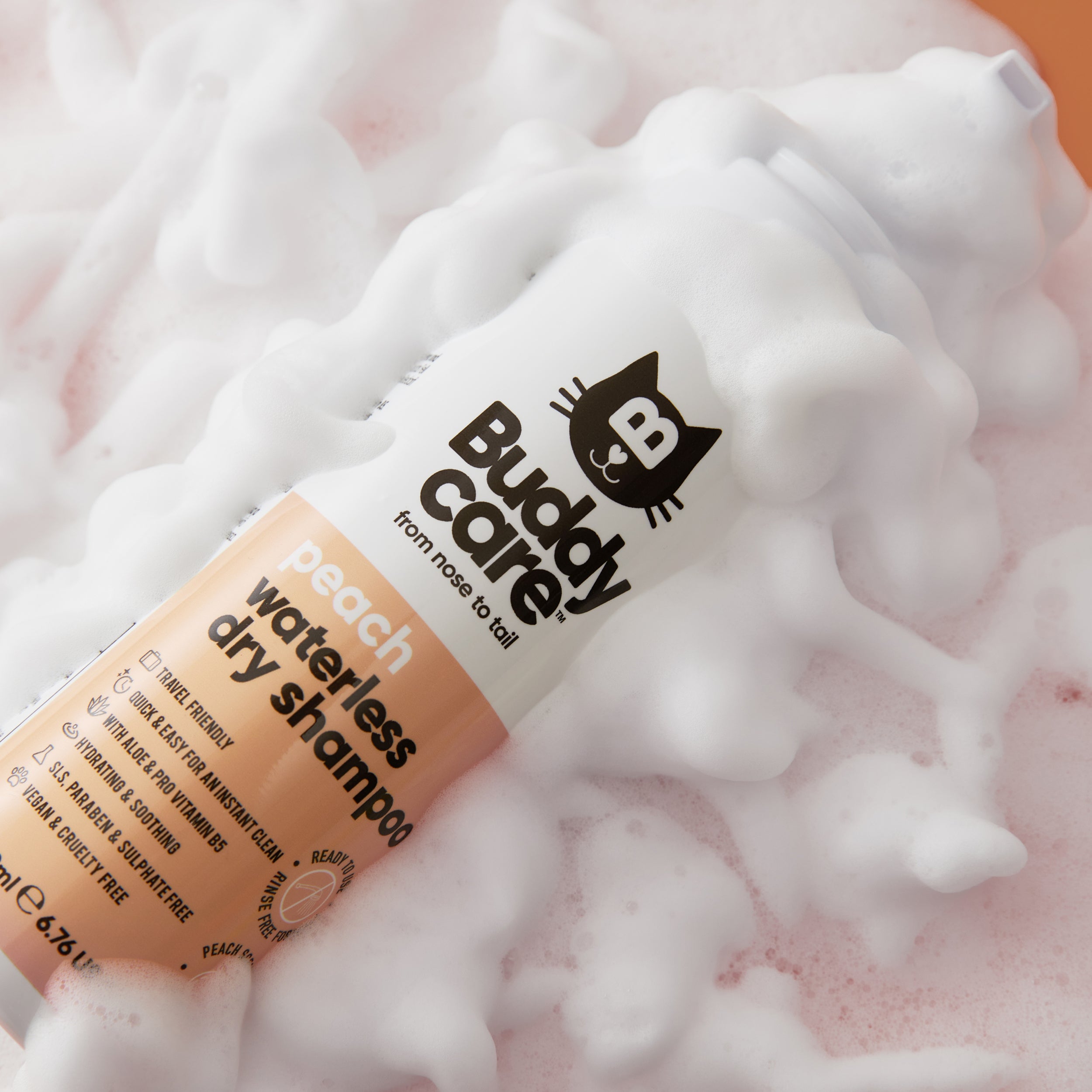 Peach Waterless Dry Cat Shampoo by Buddycare