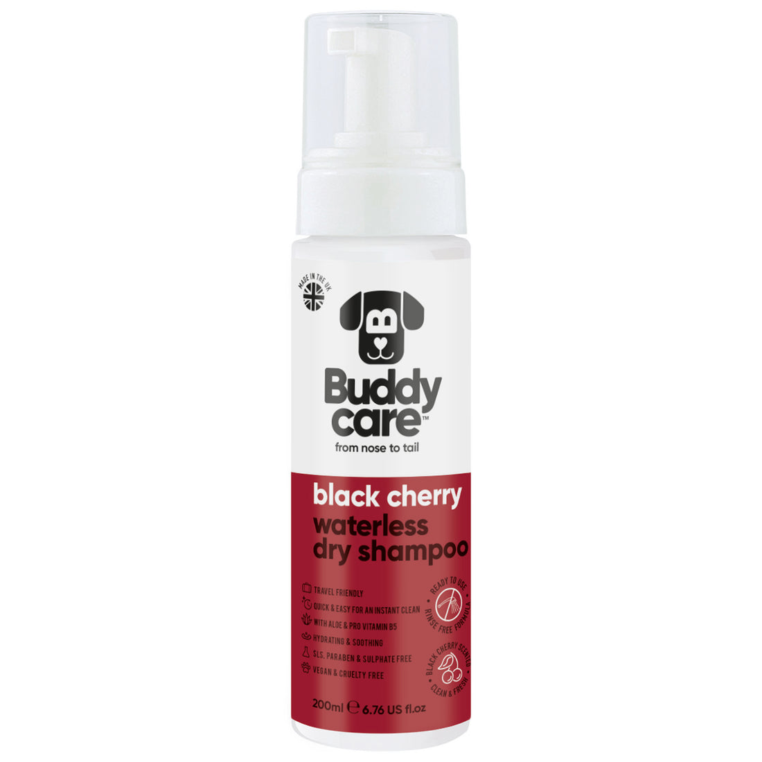 Black Cherry Waterless Dry Dog Shampoo by Buddycare