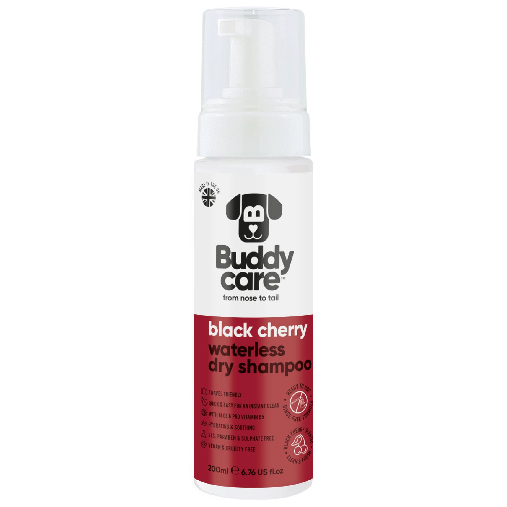 Black Cherry Waterless Dry Dog Shampoo by Buddycare