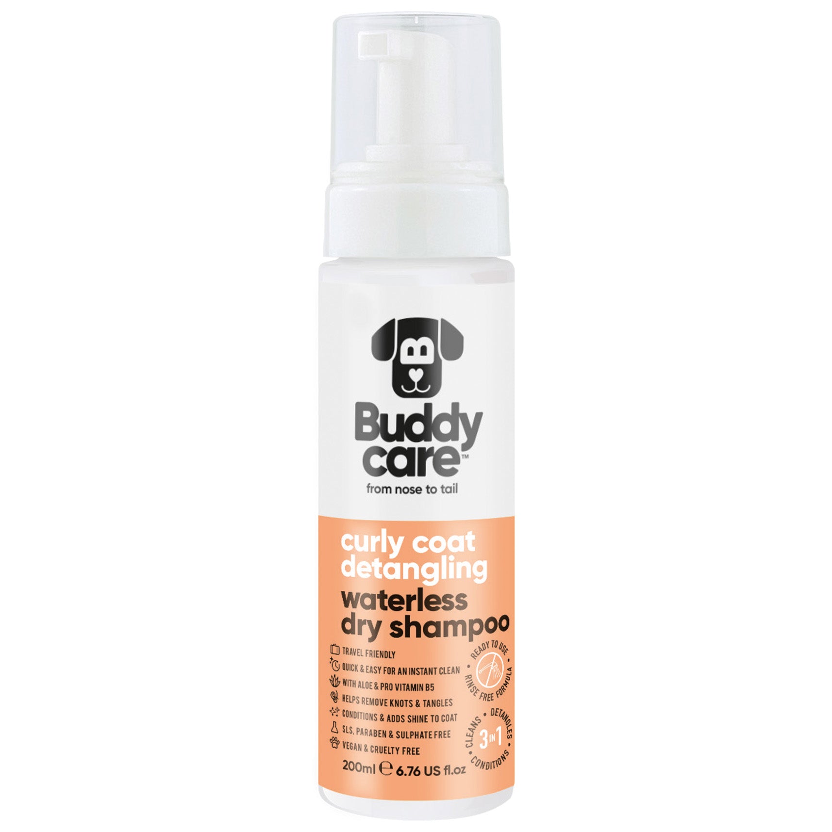 Curly Coat Detangling Waterless Dry Dog Shampoo