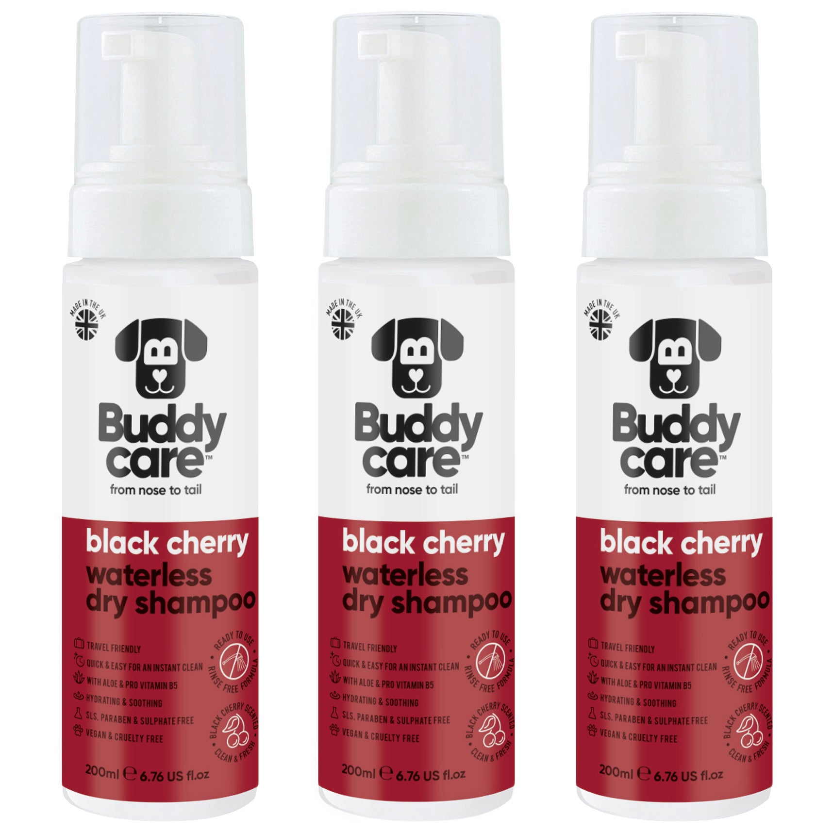 Black Cherry Waterless Dry Dog Shampoo by Buddycare