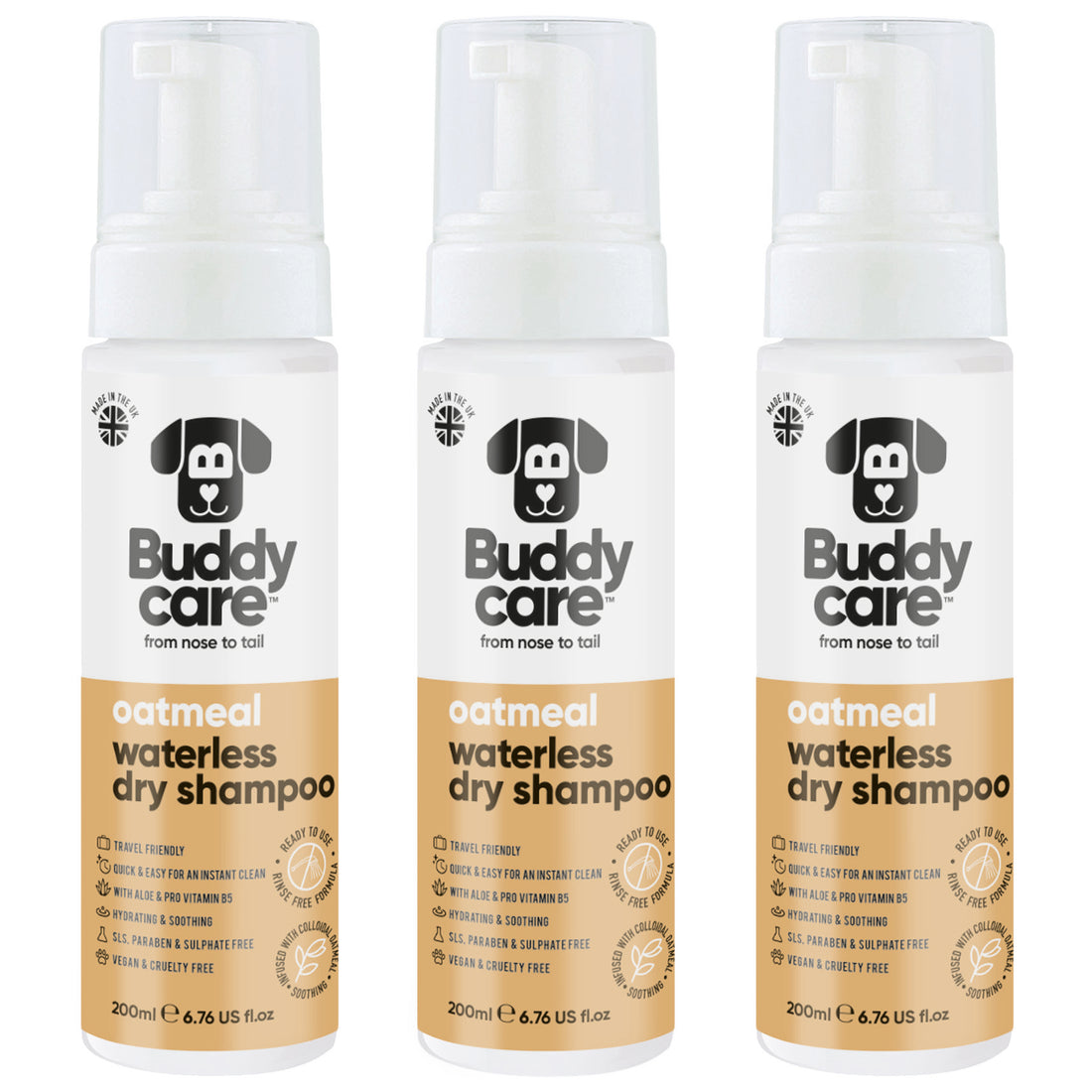 Oatmeal Waterless Dry Dog Shampoo by Buddycare