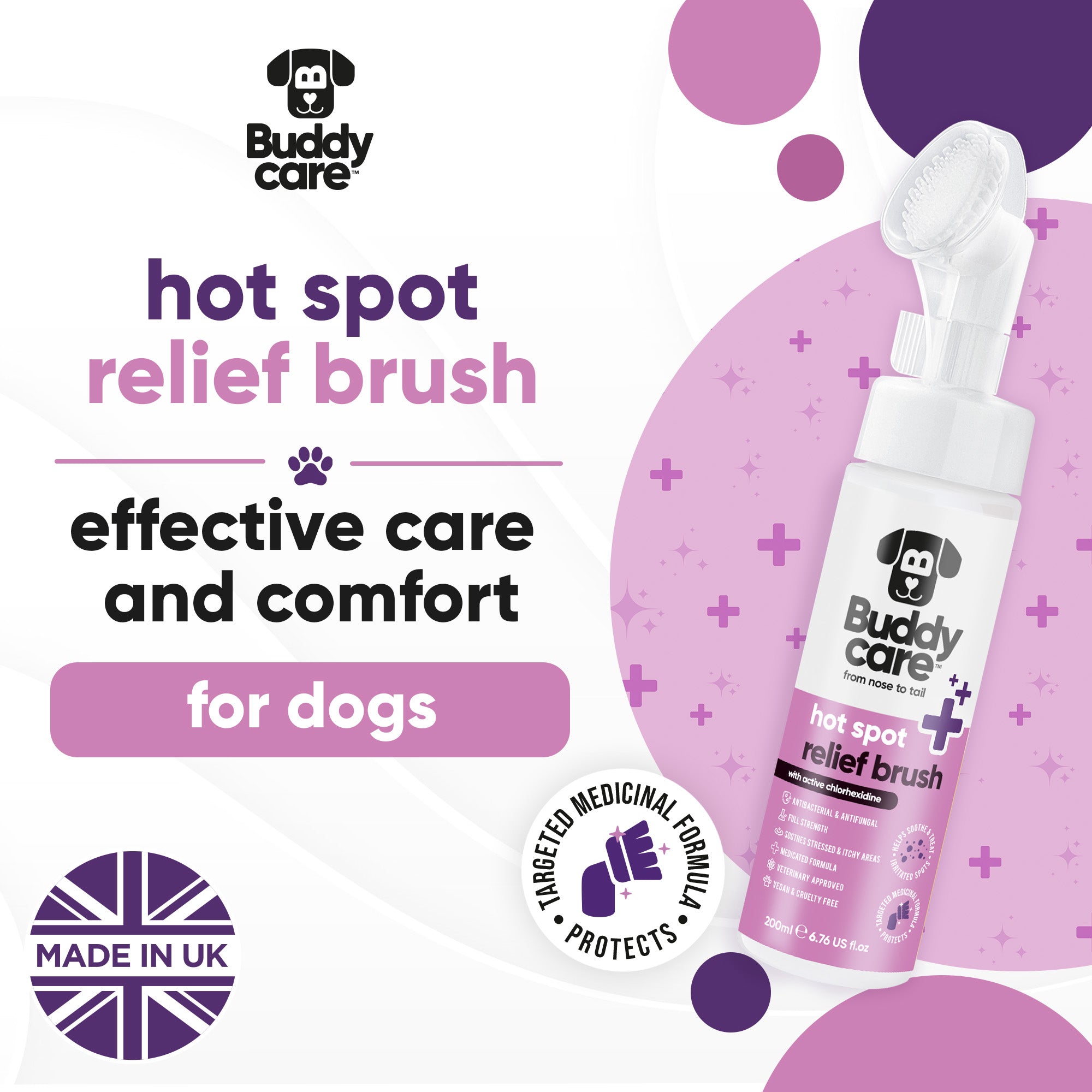Pet Antiseptic Chlorhexidine Medicated Hot Spot Cleanse & Care Brush