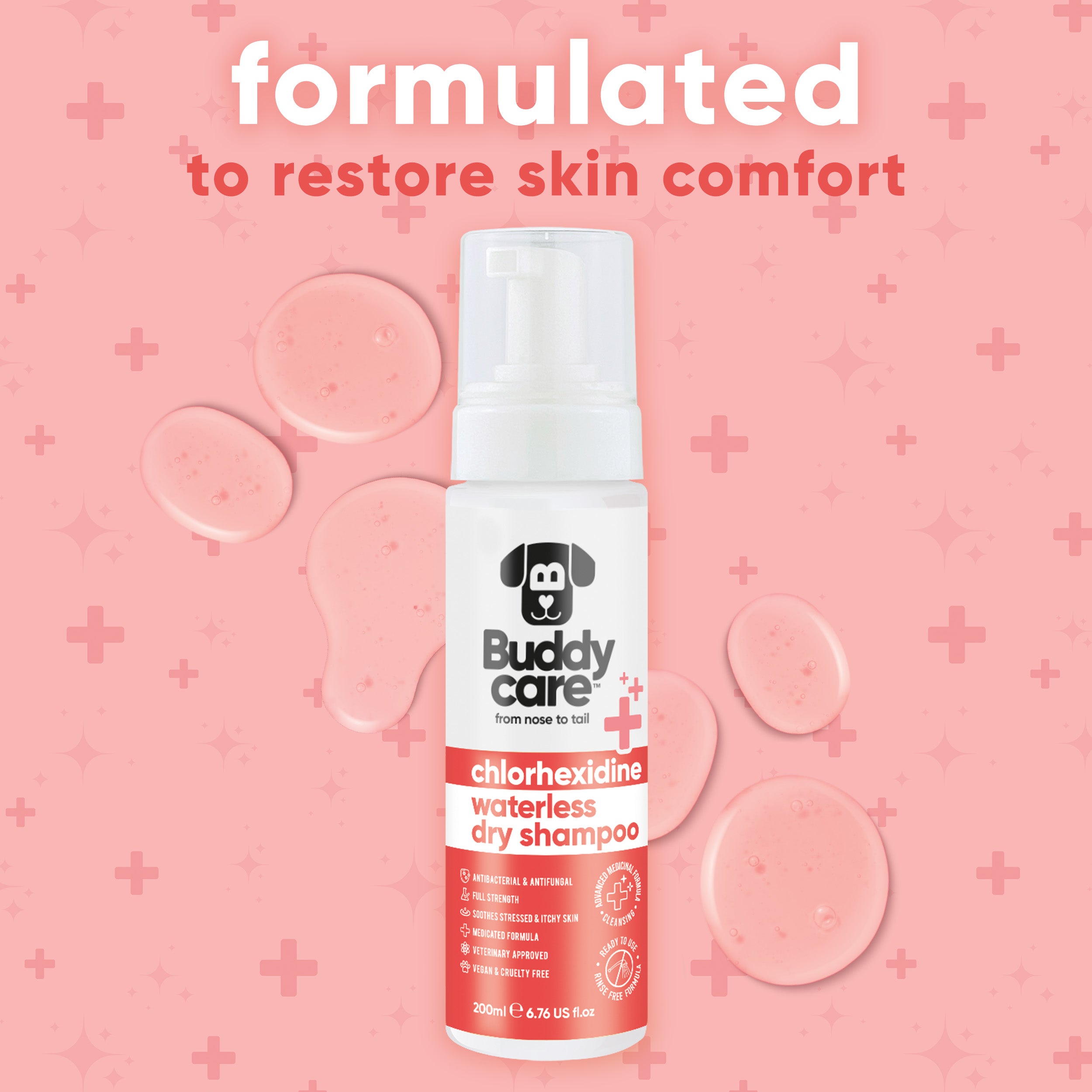 Pet Antiseptic Chlorhexidine Medicated Waterless Dry Dog Shampoo