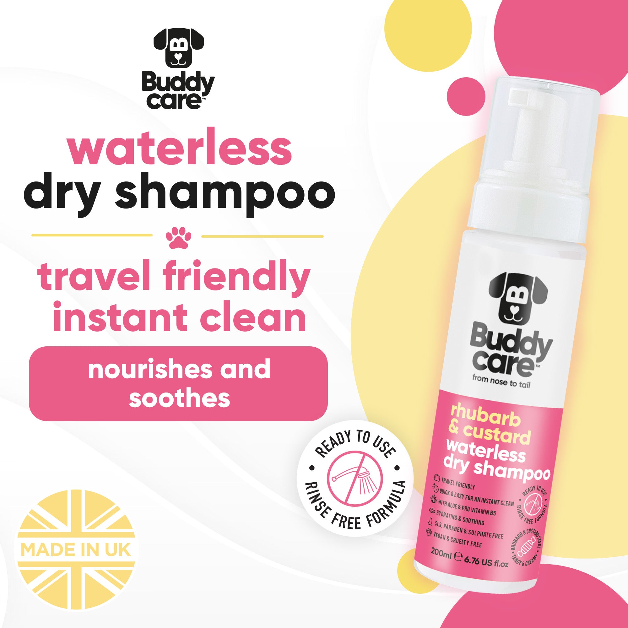 Rhubarb & Custard Waterless Dry Dog Shampoo