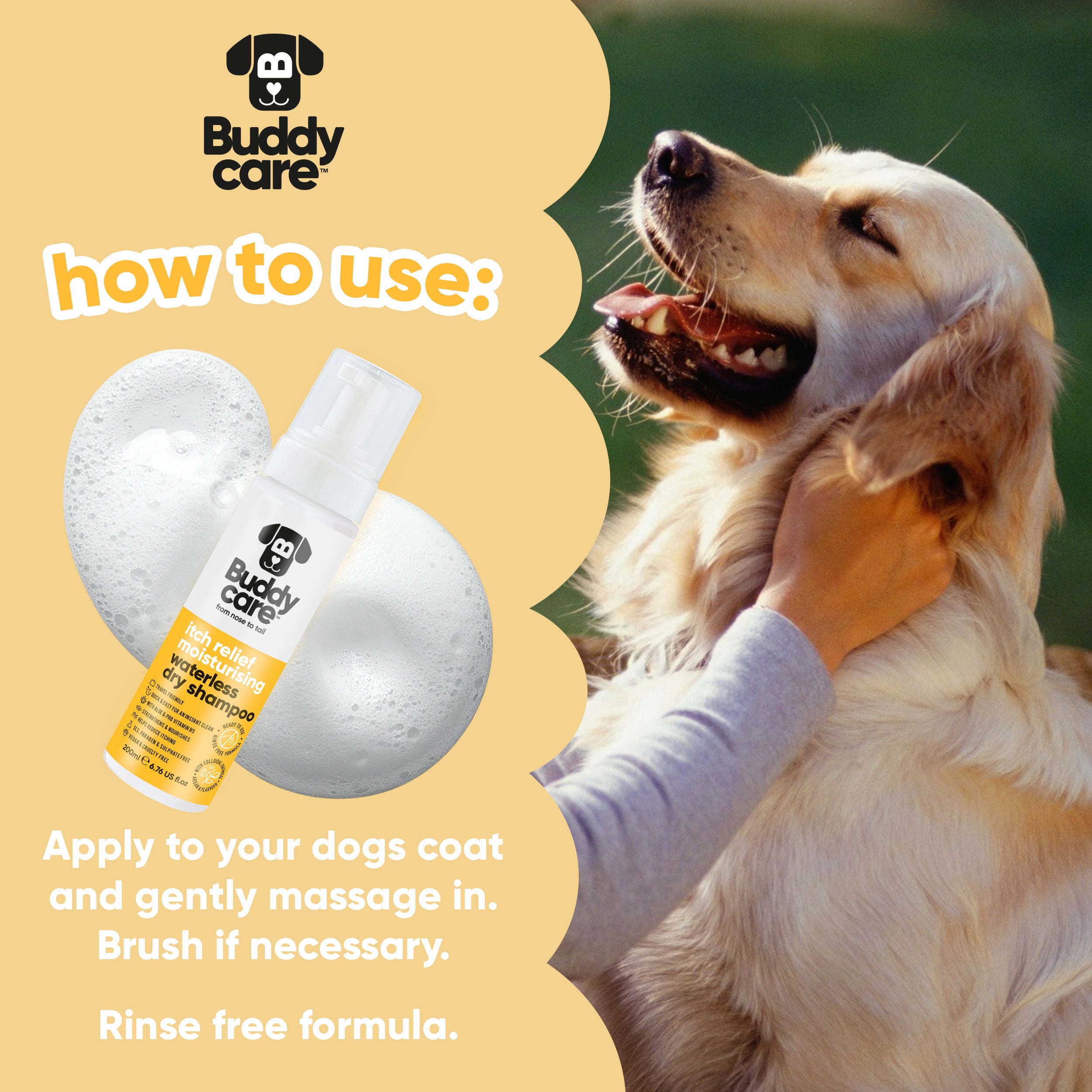 Itch Relief Moisturising Waterless Dry Dog Shampoo