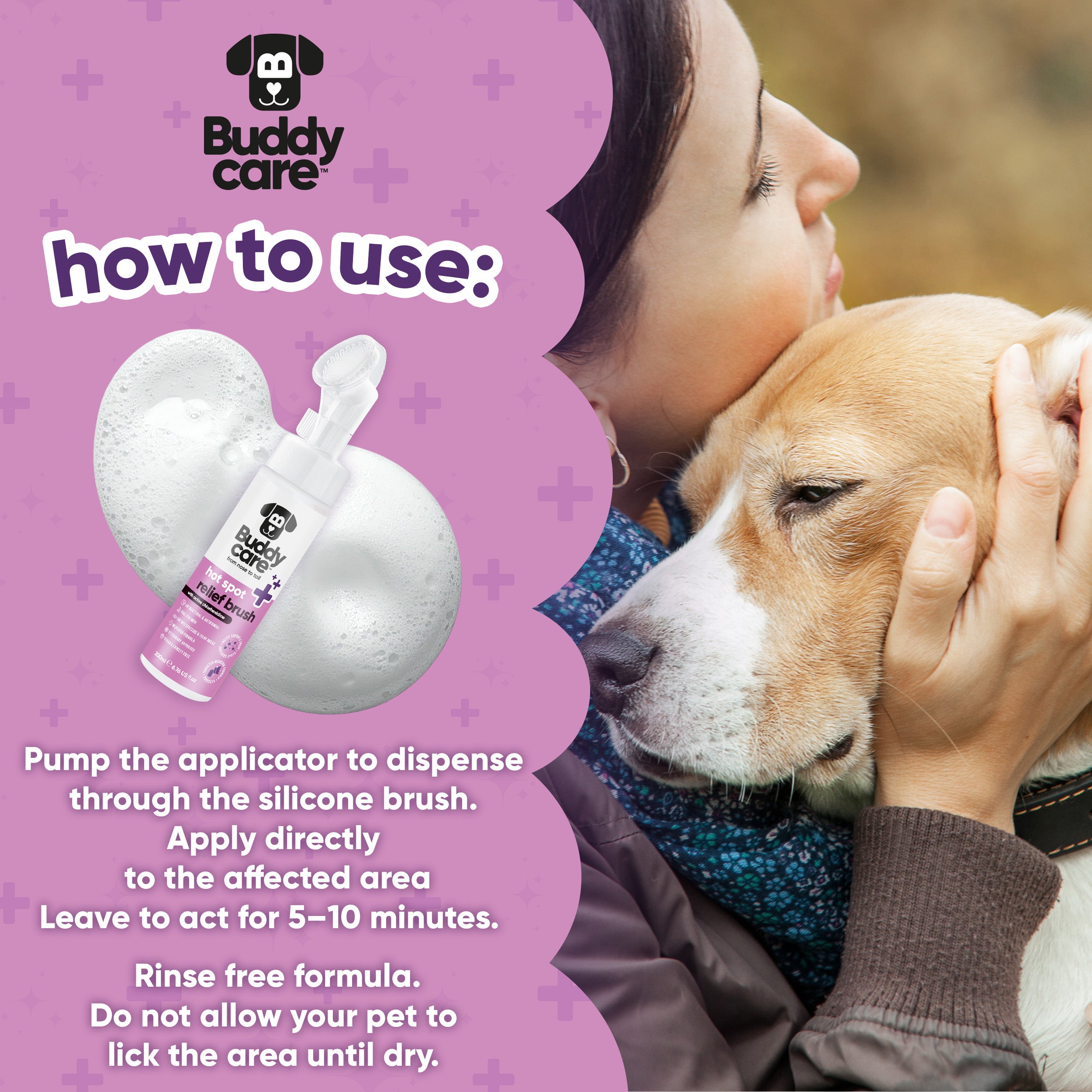 Pet Antiseptic Chlorhexidine Medicated Hot Spot Cleanse & Care Brush